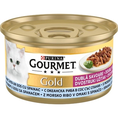 Purina Gourmet Gold мокра храна за котки двойно удоволствие с риба и спанак 85gr