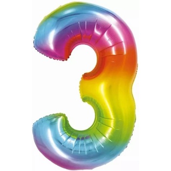 Godan Балон фолио в цвят на дъгата, 76 см - цифра 3 (ch-stc3)