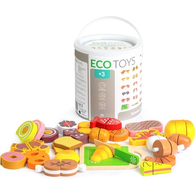 Eco Toys dřevěná zelenina na krájení + příslušenství 20ks – Zbozi.Blesk.cz