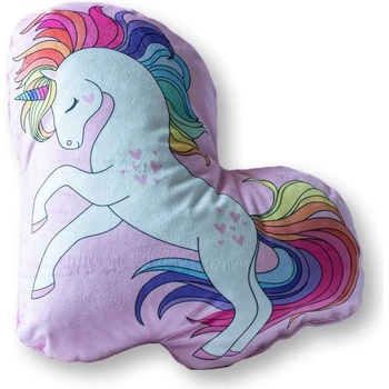 Detexpol Tvarovaný mikroplyšový vankúš Jednorožec dúha Polyester 33x30
