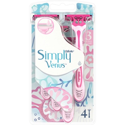 Gillette Самобръсначки Simply Venus 3 за еднократна употреба, 4 броя