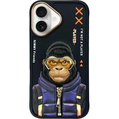 Nimmy Калъф Nimmy Cool&Cute 2.0 Monkey за iPhone 16 - черен (6971080319518)