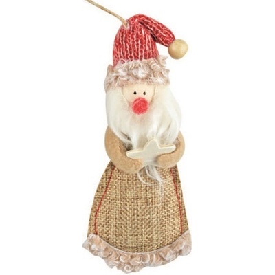 Santa z juty na zavesenie 13 cm