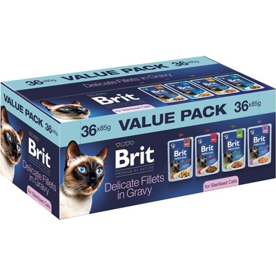 BRIT Premium by Nature Delicate fillets in gravy Sterilised Box 36x85 g