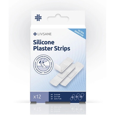 LIVSANE Silikónové náplasti ULTRA SENSITIVE na citlivú pokožku, 3 rozmery,12 ks