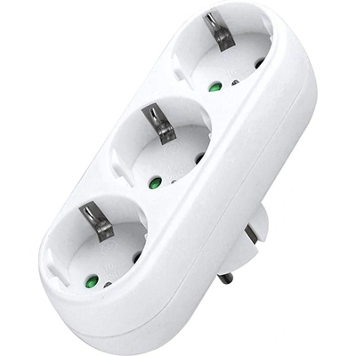 Разклонител No brand, 3 Гнезда, 220V, Без кабел, Бял - 17707 (17707)