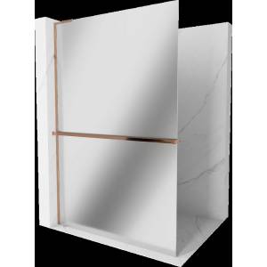 Mexen Kioto+ L Стъклена преграда за душ с рафт Walk-in 120 x 200 см, огледало, розово злато - 800-120-123-60-50 (800-120-123-60-50)