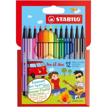 STABILO Комплект флумастери, Stabilo, Pen 68 Mini ST668/12, 12 цвята (ST668/12)