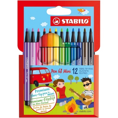 STABILO Комплект флумастери, Stabilo, Pen 68 Mini ST668/12, 12 цвята (ST668/12)