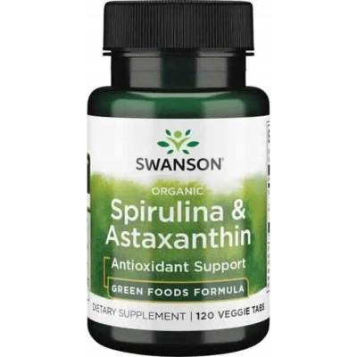 Swanson Organická Spirulina a Astaxanthin 120 tabliet