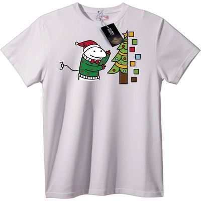 NOONEBRAND Тениска Коледно дърво и снежен човек - 3XL, White