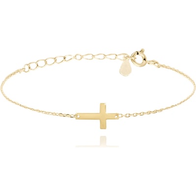 MINET 1263 Pozlacený stříbrný náramek KŘÍŽ ležatý