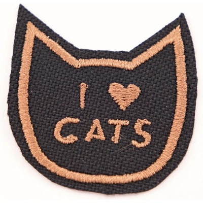 Nažehľovacia záplata - I LOVE CATS - rozmer 3,8 cm x 3,8 cm