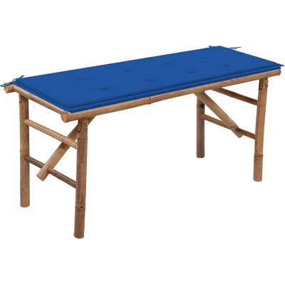 vidaXL Сгъваема градинска пейка с възглавница, 118 см, бамбук (3063859)