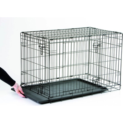 Savic Dog cottage 50 - Метална клетка сгъваема с врата отгоре и отпред, 50х30х36.5см, черна