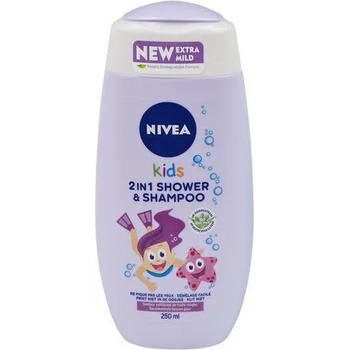 Nivea Kids Tear Free Детски душ гел и шампоан 2 в 1 за момичета с аромат на горски плодове 250мл