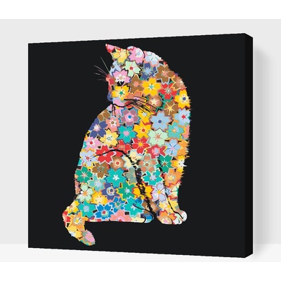Vymalujsisam.cz Malování podle čísel Květinová kočka Velikost 50 x 50 cm Rámování Na kartonové desce