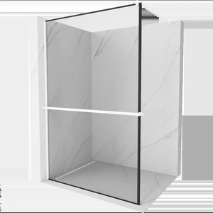 Mexen Kioto+ стена за душ с полица Walk-in 130 x 200 cm, черна рамка, бяла - 800-130-121-20-70 (800-130-121-20-70)