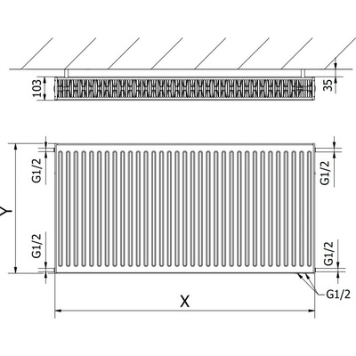 Mexen CV22 W622-060-100-66 600 mm x 1000 mm antracit