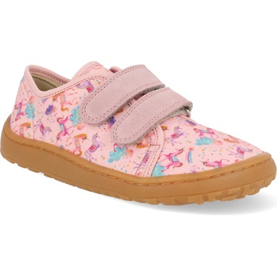 Froddo plátené tenisky Barefoot Canvas Pink+ ružové jednorožce