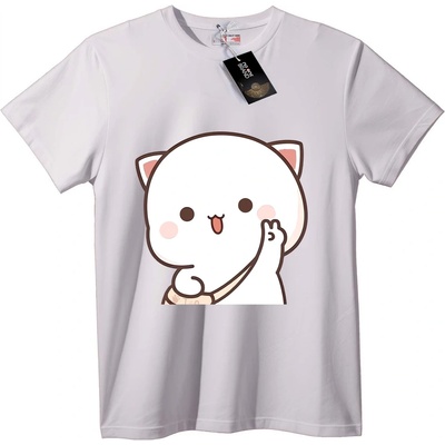 NOONEBRAND Тениска Сладко коте знак за мир - 2XL, Black
