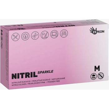 Espeon Gloves Nitril Sparkle Pearlescent Pink нитрилни ръкавици без пудра размер M 2x50 бр