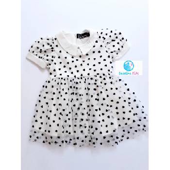 Myrat Baby Детска рокля с тюл на черни сърца