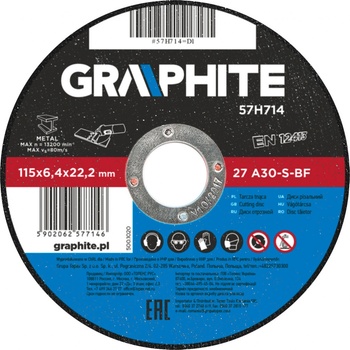 Graphite Kotouč brusný 115 x 6,4 x 22 mm 57H714