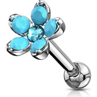 Šperky4U cartilage piercing do ucha kytička s tyrkysy CP1041-TQ