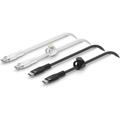 Belkin CAB011bt1MBW2PK BOOST CHARGE Pro-Flex silikonový nabíjecí a datový USB-C / USB-C pro iPhone / iPad / MacBook / AirPods, 1m, bílý, černý, 2ks