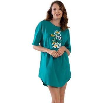 Свежа нощница в зелено с жабче и надпис