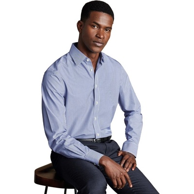 Charles Tyrwhitt Spread Collar Non-Iron Bengal jemně pruhovaná nežehlivá košile klasické knoflíky extra slim fit royal blue