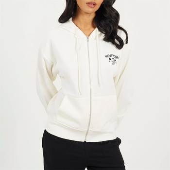Brave Soul Дамска блуза Brave Soul BS Womens Zip Through Hooded Sweatshirt with New York Embroidery - Cream
