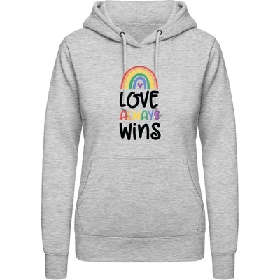 AWDis Dúhová mikina s Nápisom Love Always Wins šedivá sivá