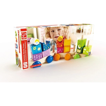 Image 1 of Hape - Разноцветно влакче с дървени кубчета