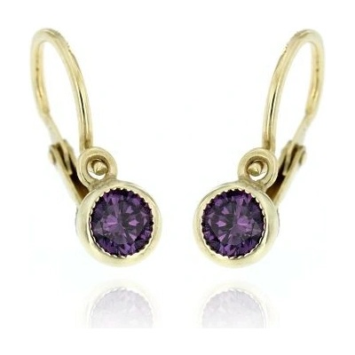 Zlatnictví U Kostela dětské zlaté náušnice s fialovým kamínkem 520FŽ