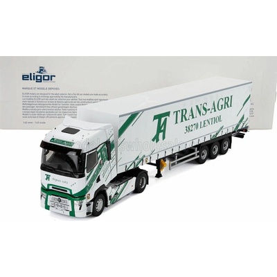 ELIGOR RENAULT T-LINE HIGH TRUCK TELONATO TRANS-AGRI TRANSPORTS 2023 WHITE GREEN 1:43