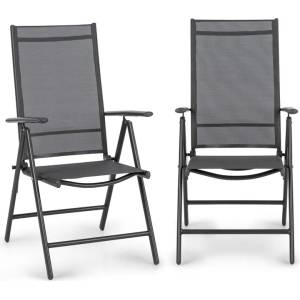 Blumfeldt Almeria Garden Chair, сгъващ се стол, комплект 2 броя, 56, 5 x 107 x 68 cm, ComfortMesh, цвят антрацит (GDMB8-Almeria-1) (GDMB8-Almeria-1)