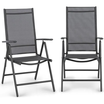 Image 1 of Blumfeldt Almeria Garden Chair, сгъващ се стол, комплект 2 броя, 56, 5 x 107 x 68 cm, ComfortMesh, цвят антрацит (GDMB8-Almeria-1) (GDMB8-Almeria-1)