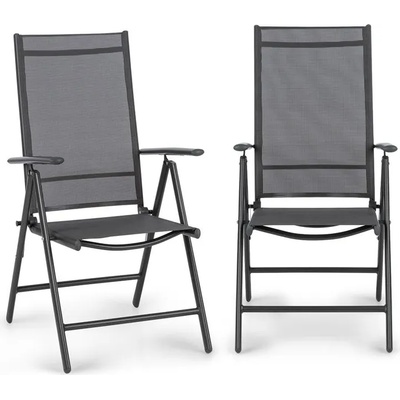 Blumfeldt Almeria Garden Chair, сгъващ се стол, комплект 2 броя, 56, 5 x 107 x 68 cm, ComfortMesh, цвят антрацит (GDMB8-Almeria-1) (GDMB8-Almeria-1)