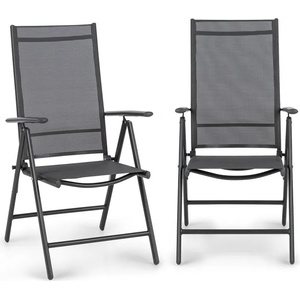 Blumfeldt Almeria Garden Chair, сгъващ се стол, комплект 2 броя, 56, 5 x 107 x 68 cm, ComfortMesh, цвят антрацит (GDMB8-Almeria-1) (GDMB8-Almeria-1)