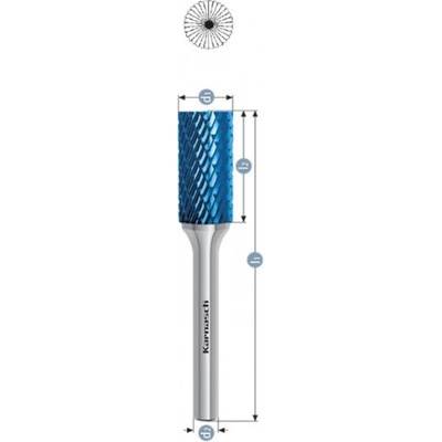 Karnasch Professional Tools Válcová fréza na kov Karnasch D 6,0×25,0 S6 L50 mm, s čelním broušením, povlakovaná, HP-3