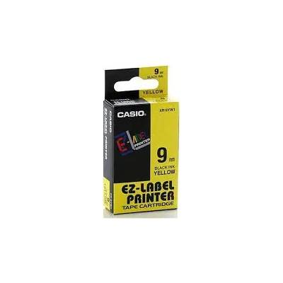 CASIO originální páska do tiskárny štítků CASIO XR-9YW1 / černý tisk / žlutý podklad / nelaminovaná / 8m / 9mm (XR-9YW1)