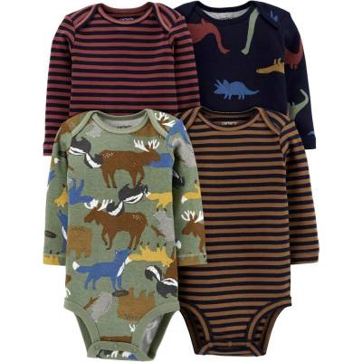 CARTER'S Body dl. rukáv Brown Navy chlapec 4ks