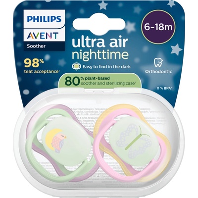 Philips Avent dudlík Ultra air night Ptáček/motýl 2 ks