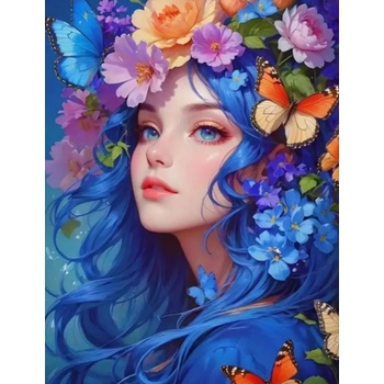 Norimpex - Puzzle Diamant painting: Girl with flowers in her hair 30x40cm - 1 - 39 piese