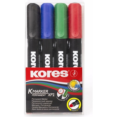 Popisovač KORES K-MARKER permanentný silný - sada 4 farieb (20943)