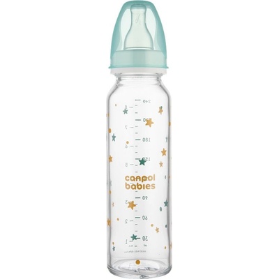 Canpol babies Стъклено шише с антиколик биберон Canpol - Звезди, 240 ml (42/201_white)
