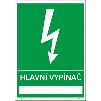 DUKO HLAVNÍ VYPÍNAČ Formát: 148 x 210 mm, Materiál: plast 3 mm, samolepící vinylová fólie