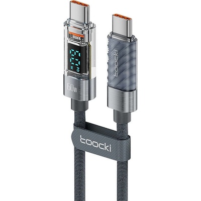 Toocki Кабел Toocki, USB-C към USB-C, 1m, 60W, сив (TXCTT 1-XY01)